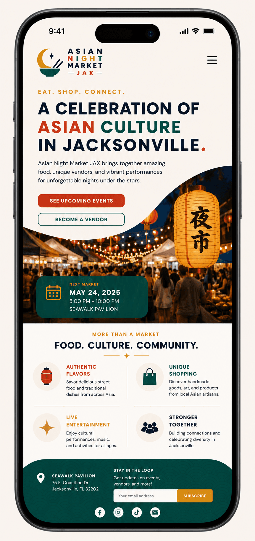 Cropped conceptual mobile application showing the proposed identity and campaign language